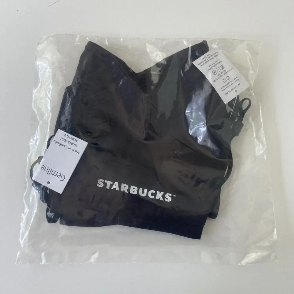 2PCS Starbucks Gemline Adjustable Black Masks w/ Starbucks Green Logo